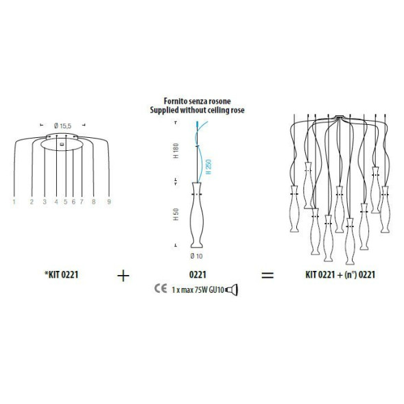 Подвесной светильник Sylcom Diva 0221 BL + KIT 0221