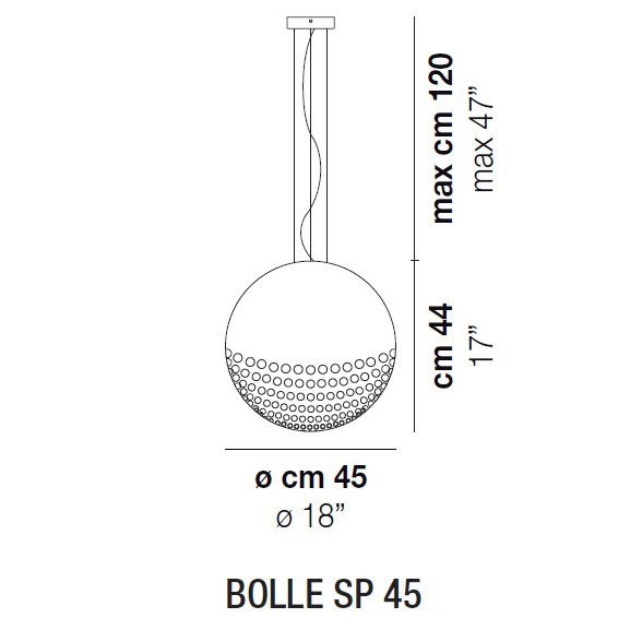 Подвесной светильник Vistosi Bolle SP 45 E27 CR/TR NI