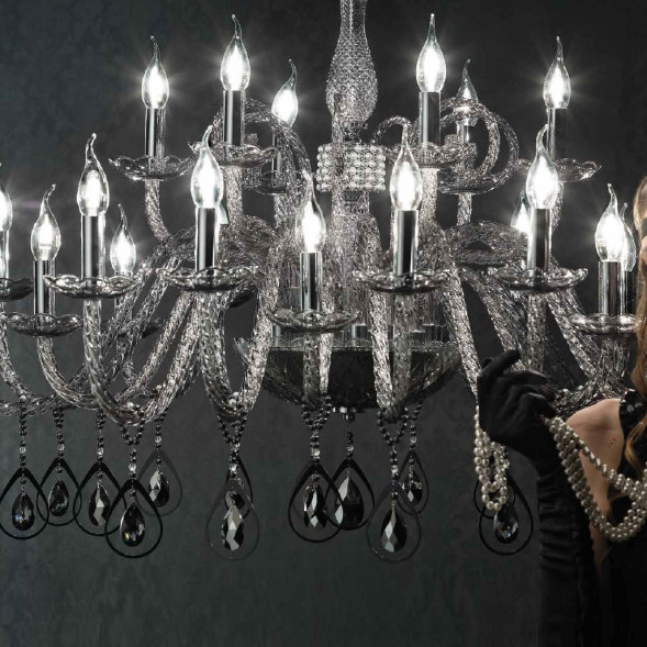 Люстра Euroluce Toochic L12+6 Silver Fume