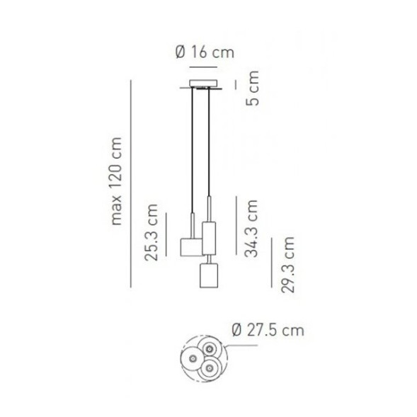 Подвесной светильник Axo Light Spillray SP SPILL 3 Grigio SPSPILL3GRCR12V