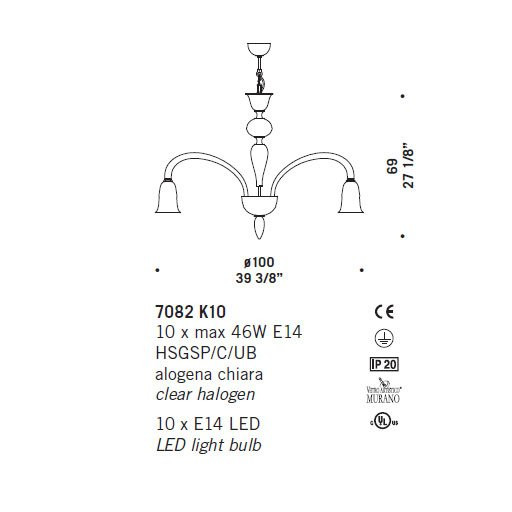 Люстра De Majo 7082 K10 070820K60