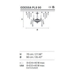 Потолочная люстра Masiero Odessa PL8 90 G03 Cut