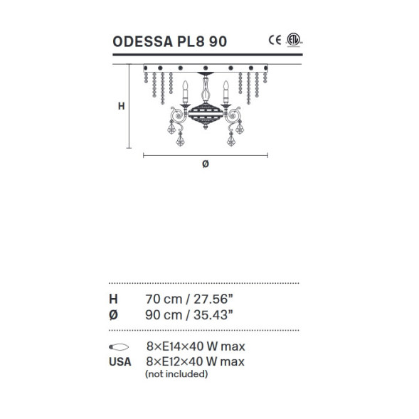 Потолочная люстра Masiero Odessa PL8 90 G03 Cut