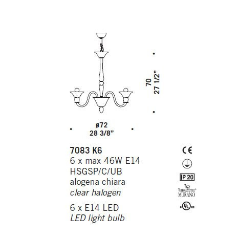 Люстра De Majo 7083 K6 070830K20