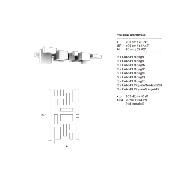 Потолочный светильник Masiero Cubo COMBO PL 16 200 RC TR Cut