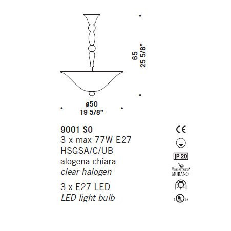 Подвесной светильник De Majo 9001 S0 090010S00
