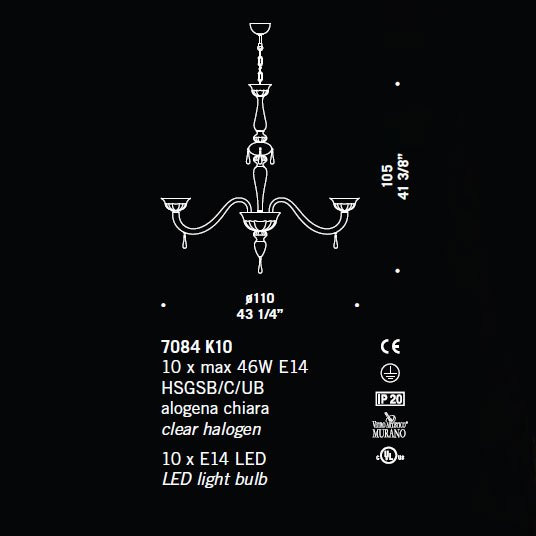 Люстра De Majo 7084 K10 070840K64