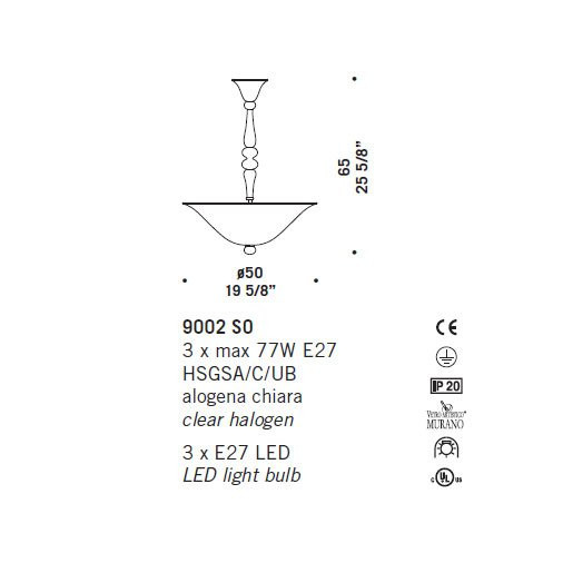 Подвесной светильник De Majo 9002 S0 090020S00