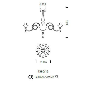 Потолочная люстра Sylcom Dolfin 1380/12 D CR.ORO