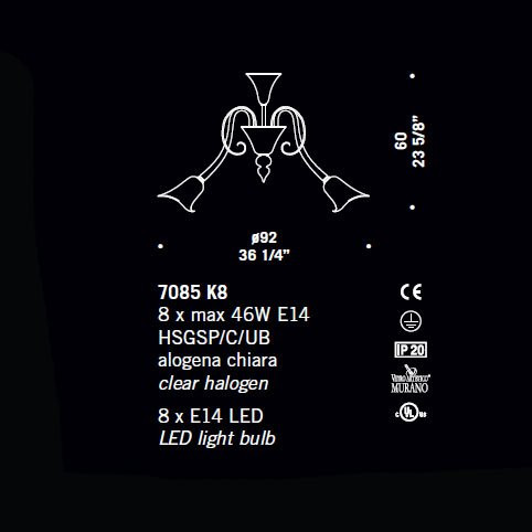 Люстра De Majo 7085 K8 070850K40 cristallo