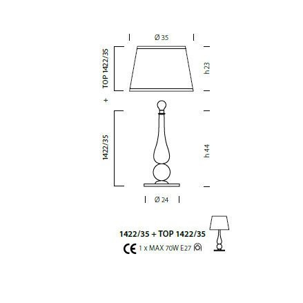 Настольная лампа Sylcom Scrigno 1422/35 D D.A + TOP 1422/35 ARG