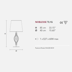 Настольная лампа Masiero Noblesse TL1G V13 / SHA-BD/40/IV