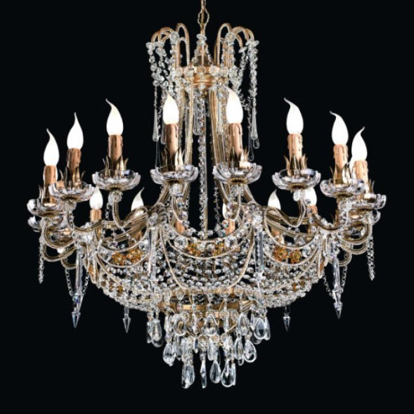 Люстра Renzo Del Ventisette L 14001/18 DEC. 041 + Cristallo Ambra - Amber Crystal