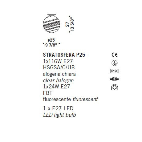 Потолочный светильник De Majo STRATOSFERA P25 0STRA0P25