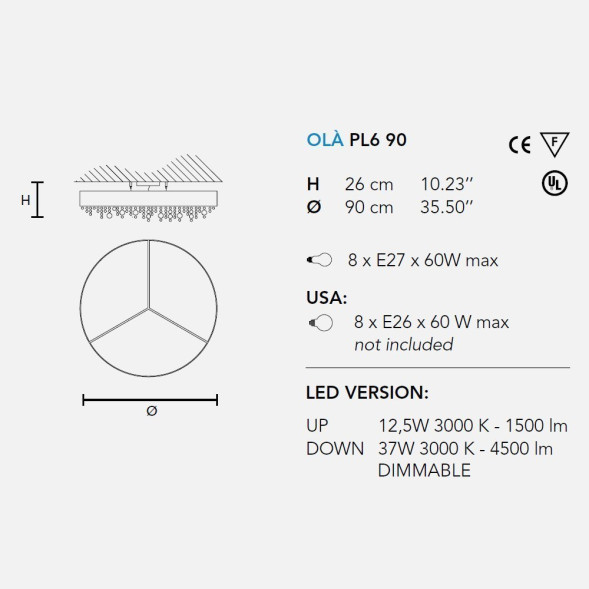 Потолочный светильник Masiero Ola PL6 90 F03 / Copper colors pendants