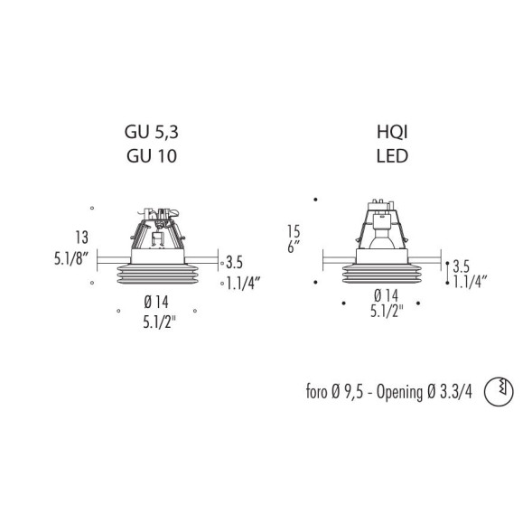 Встраиваемый спот (точечный светильник) Leucos Disk 0004244
