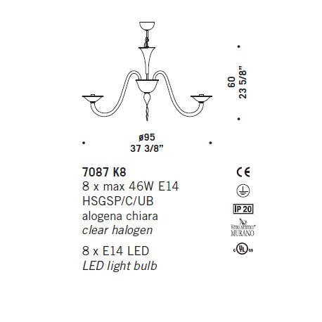 Люстра De Majo 7087 K8 070870K41