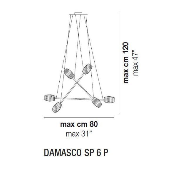 Подвесной светильник Vistosi Damasco SP 6 P ALO CR/CR NI
