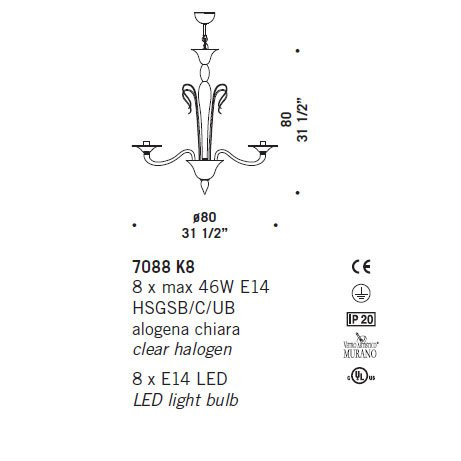 Люстра De Majo 7088 K8 070880K40 white