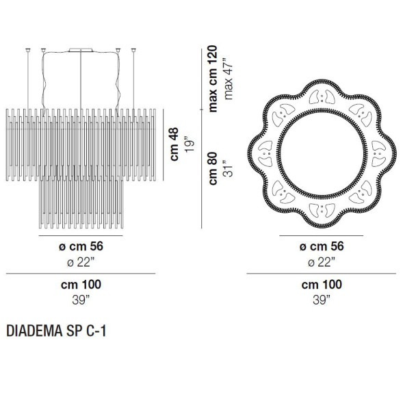 Подвесной светильник Vistosi Diadema SP C-2 E27 CR CR