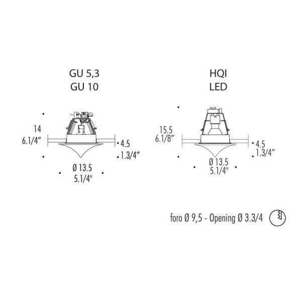 Встраиваемый спот (точечный светильник) Leucos Drop 0004253