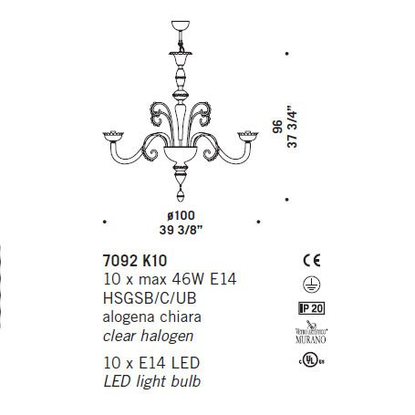Люстра De Majo 7092 K10 070920K60