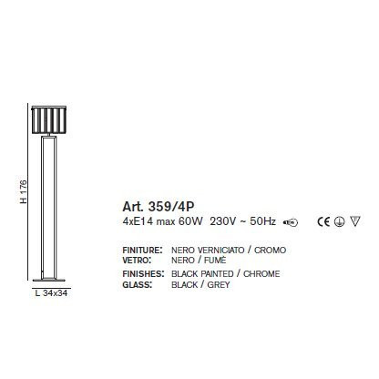 Торшер IDL Roma 359/4P chrome + GREY without engraving
