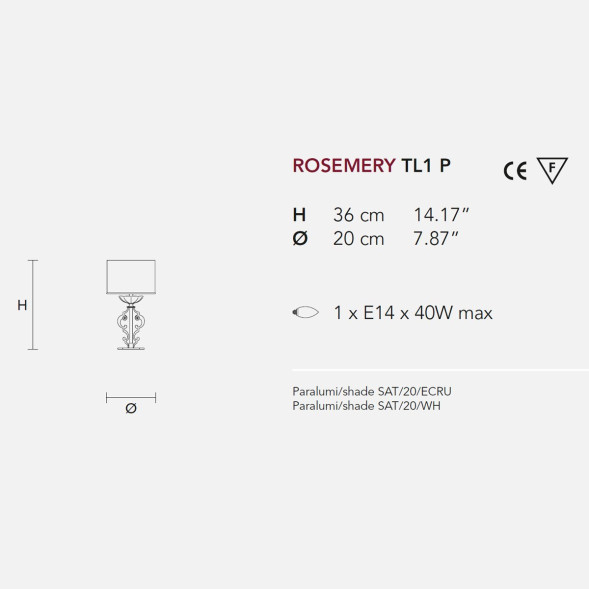 Настольная лампа Masiero Rosemery TL1P /V13/ SAT/20/ECRU