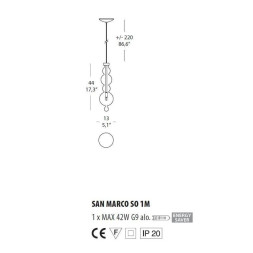 Подвесной светильник Evi Style San Marco SO1 M ES0631SO04CTAL
