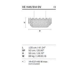 Подвесной светильник Masiero Graniglia VE 1145 S14 OV