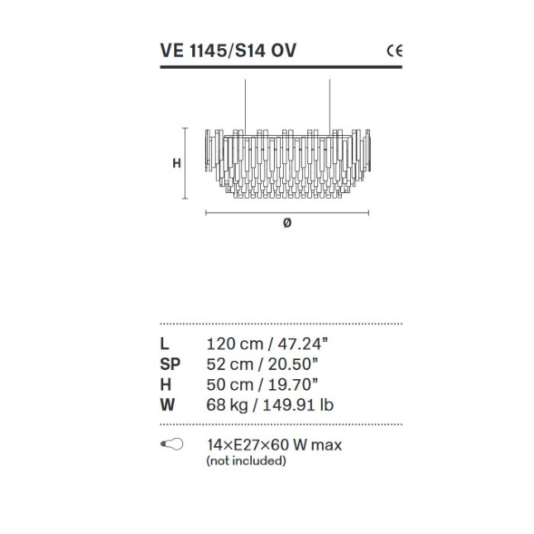 Подвесной светильник Masiero Graniglia VE 1145 S14 OV