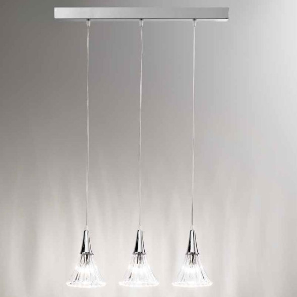Подвесной светильник Renzo Del Ventisette Ohlala BIN14490/3 DEC. cromo CRISTALLO TRASPARENTE