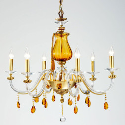 Люстра Euroluce Flora L6 gold Amber