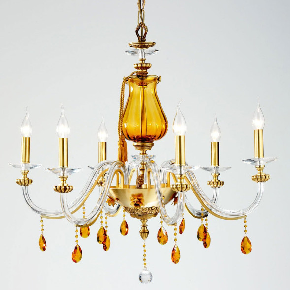 Люстра Euroluce Flora L6 gold Amber