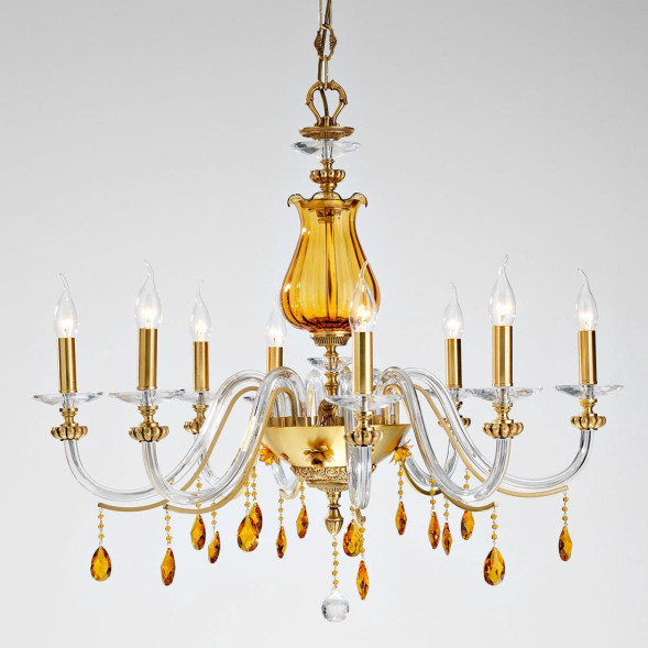Люстра Euroluce Flora L6 gold Amber