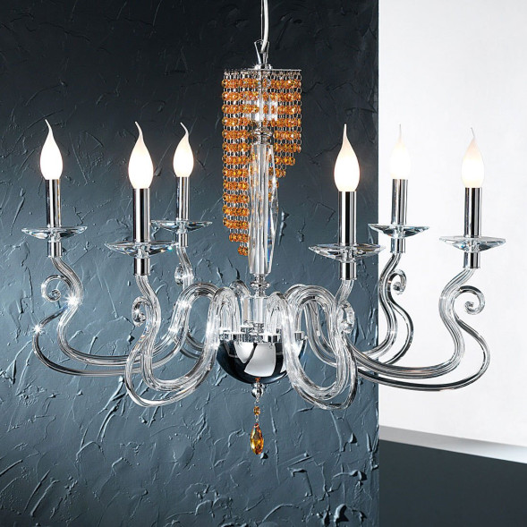 Люстра Euroluce Venice Superlux L6 silver clear amber