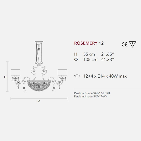Люстра Masiero Rosemery 12 /V13/ SAT/17/ECRU