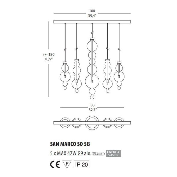 Подвесной светильник Evi Style San Marco SO5 B ES0633SO04FUAL