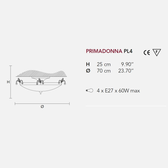 Потолочный светильник Masiero Primadonna PL4 G03 Swarovski elements