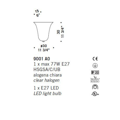 Настенный светильник De Majo 9001 A0 090010A00