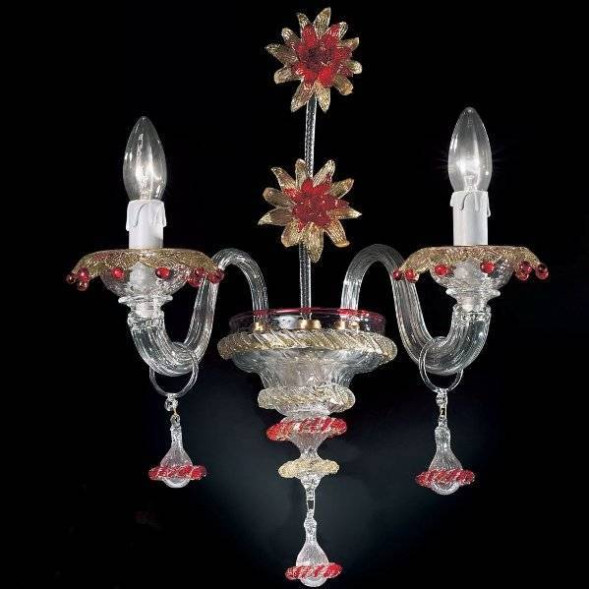 Бра Vetri Lamp 922/A2 Cristallo/Oro 24Kt/Rosso