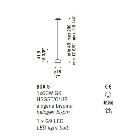 Подвесной светильник De Majo BOA S 0BOA00S12