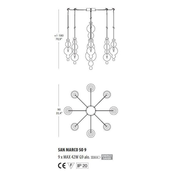 Подвесной светильник Evi Style San Marco SO9 ES0637SO04FUAL