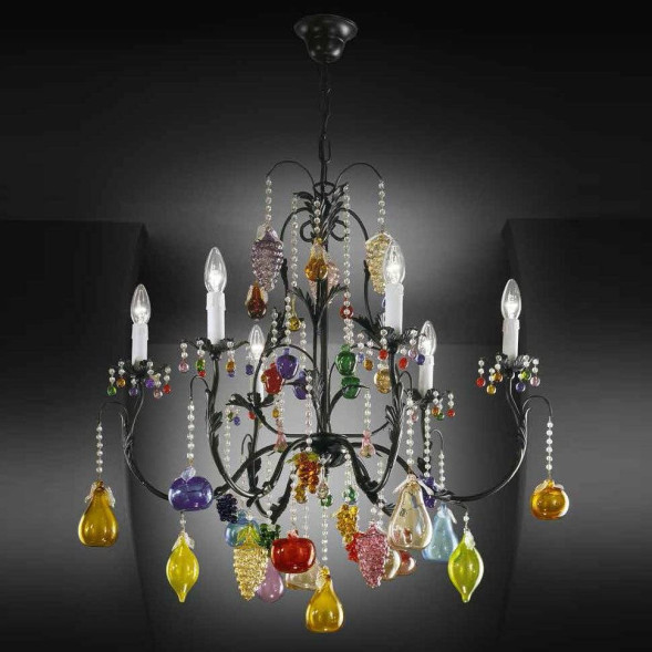 Люстра Beby Group Fruit 106/6 Satin Black multi murano