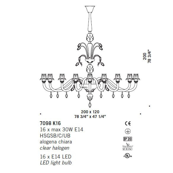 Люстра De Majo 7098 K16 070980K82