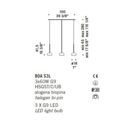 Подвесной светильник De Majo BOA S3L 0BOA00S80