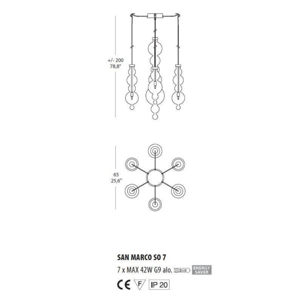 Подвесной светильник Evi Style San Marco SO7 ES0636SO04CTAL