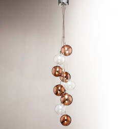 Подвесной светильник Renzo Del Ventisette Ohlala L14544/9 MIX DEC. CROMO SFERE TRASPARENTI E BRONZO