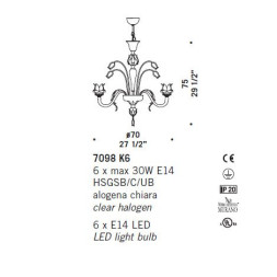 Люстра De Majo 7098 K6 070980K20