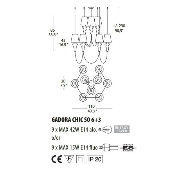 Люстра Evi Style Gadora Chic SO 6+3 ES0625SO04CRAL